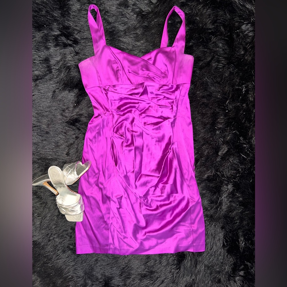 Elegant Satin Purple Women's Dress